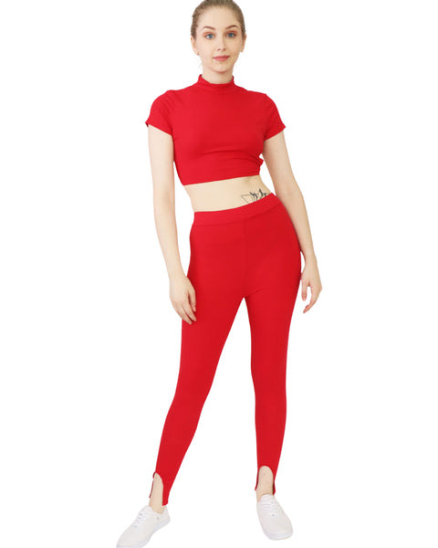 Cropped Backless Top and Legging Pants Set