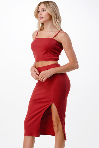 Crop top Midi skirt Set